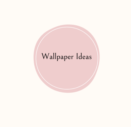 A pink circle with white edge outlines displays the text "Wallpaper Ideas" against a plain light beige background.